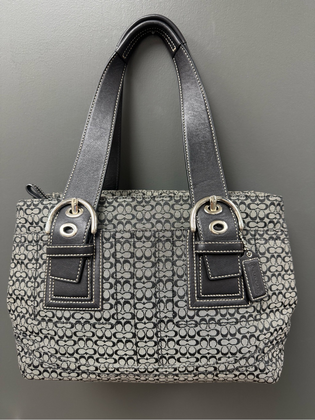 Coach Gray & Black Mini S Soho Small Signature Canvas Tote Shoulder Bag